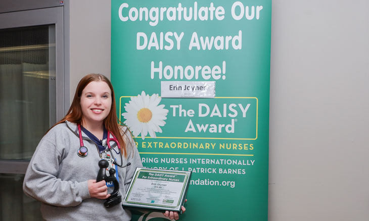 Erin Joyner, RN, with her DAISY Award