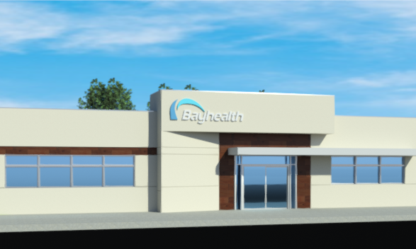 Artist rendering of new Bayhealth primary care and outpatient services facility in Harrington, DE