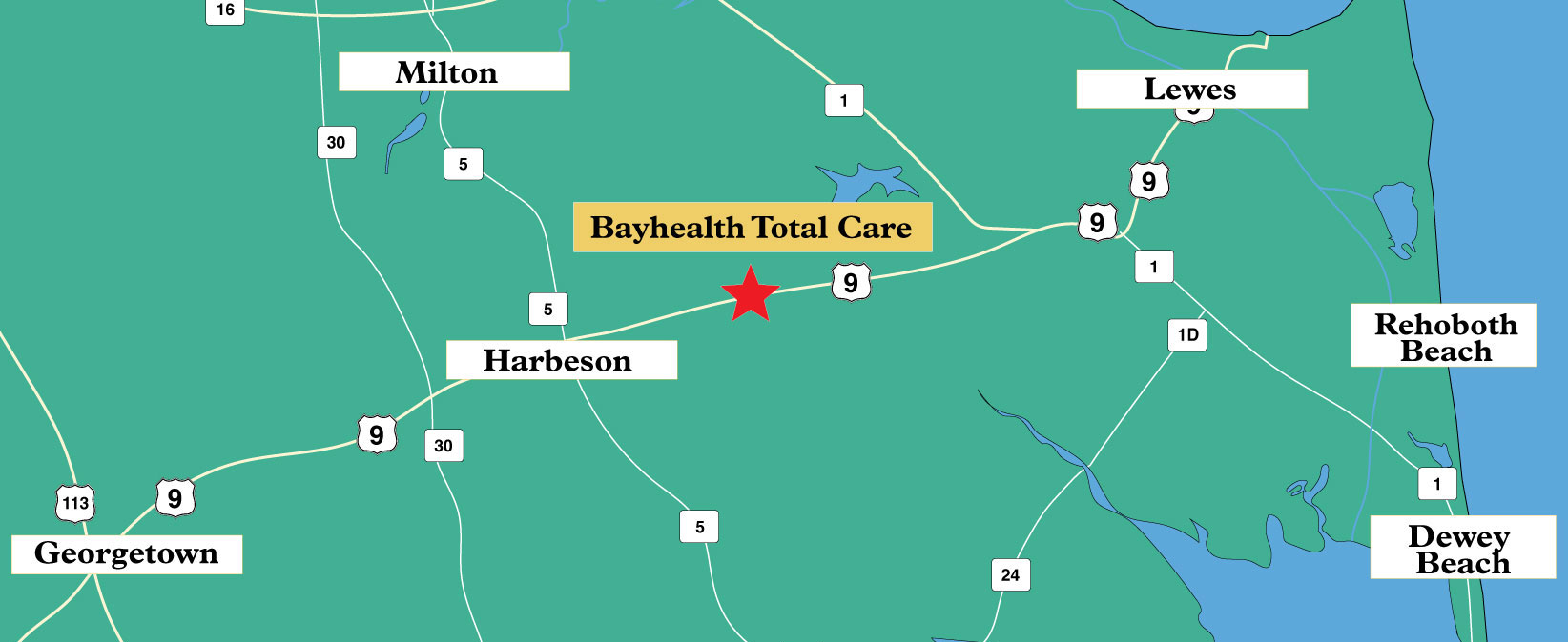 Bayhealth Total Care Sussex County Map
