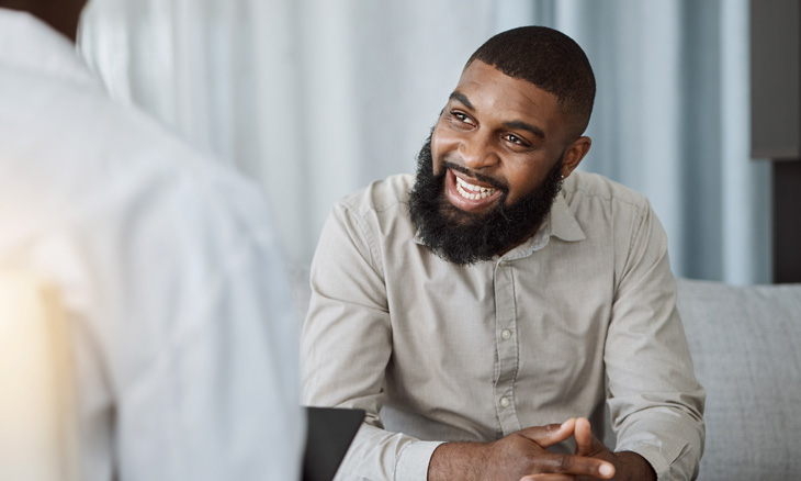 Bayhealth prostate screening patient talking to doctor
