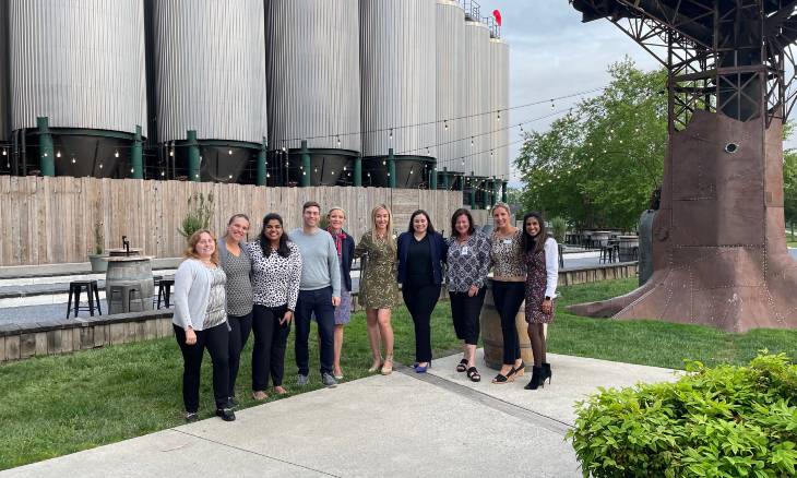 Bayhealth residents and program managers pose at a Dogfish Head donor event