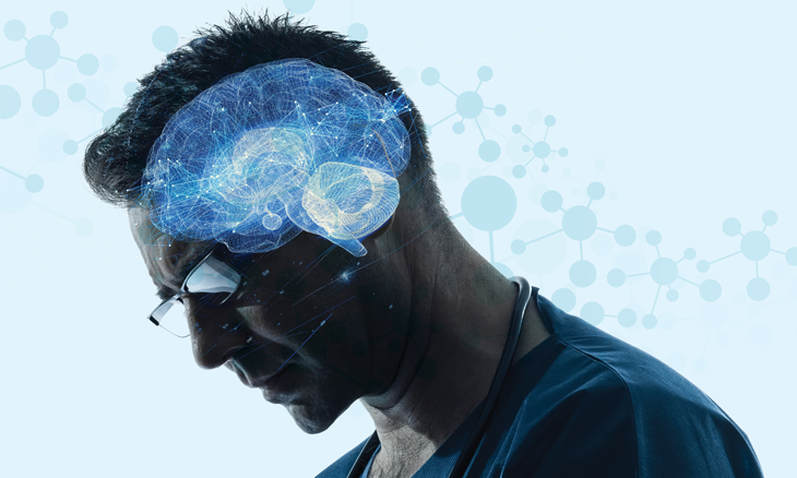 Profile image of man and brain