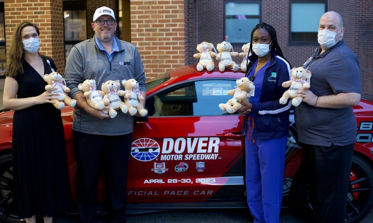 The NASCAR Foundation recently donated teddy bears to Bayhealth's pediatric patients.