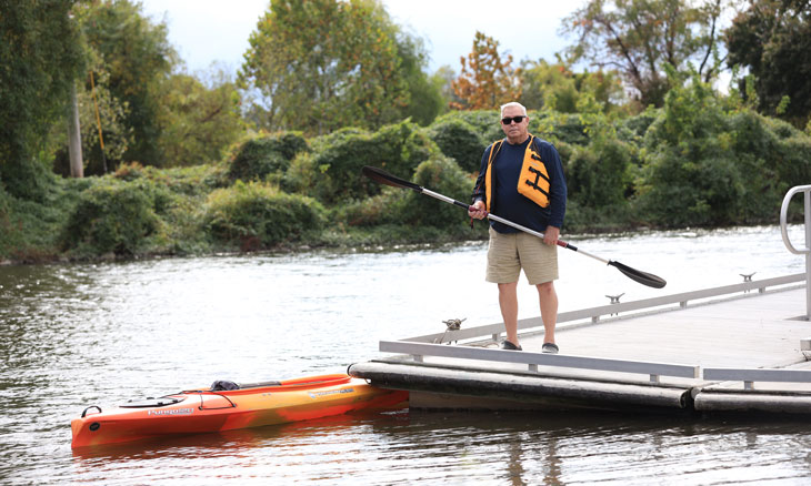 John Kiefer on the dock, ready to kayak