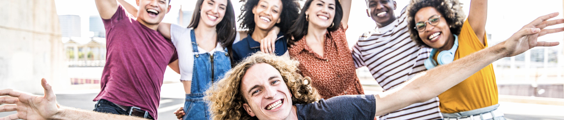 group of diverse college students