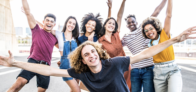 group of diverse college students