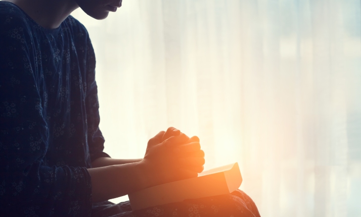 A person reads a book.