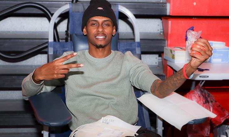 Young man getting ready to donate blood.