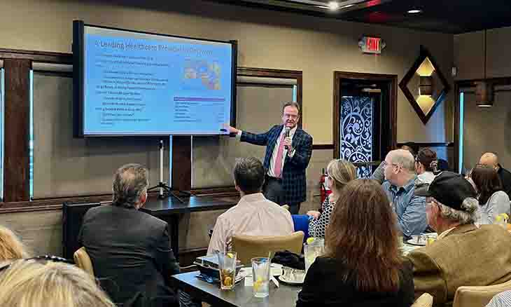 Bayhealth President and CEO Terry Murphy gives a presentation.